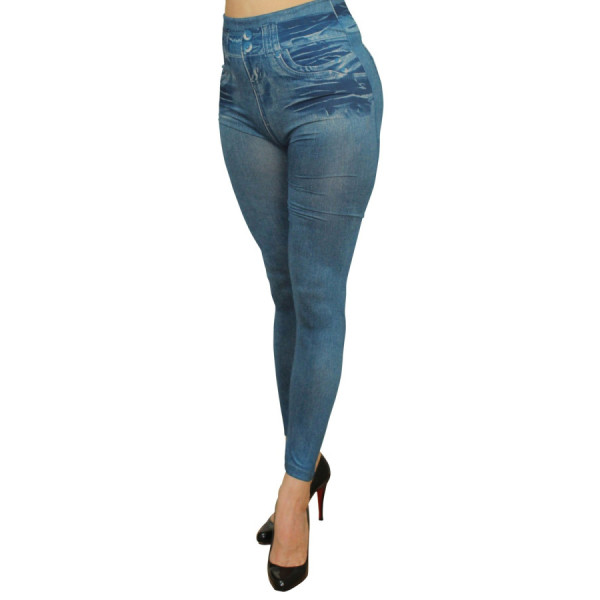 Legging bleu effet jean usé 